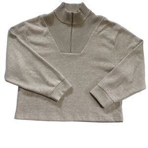 Women’s Zara Creme Ribbed 1/4 Zip Sweater Size‎ Large